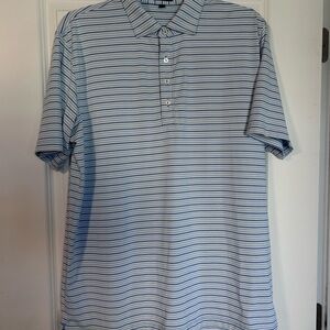Peter Millar Light Blue and White Striped Polo